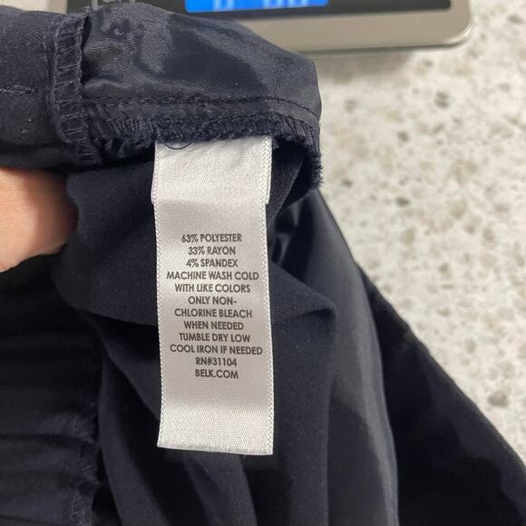 Kim Rogers dress pants women's petite 14 14p blue navy flat front pull on elasti - Picture 8 of 15